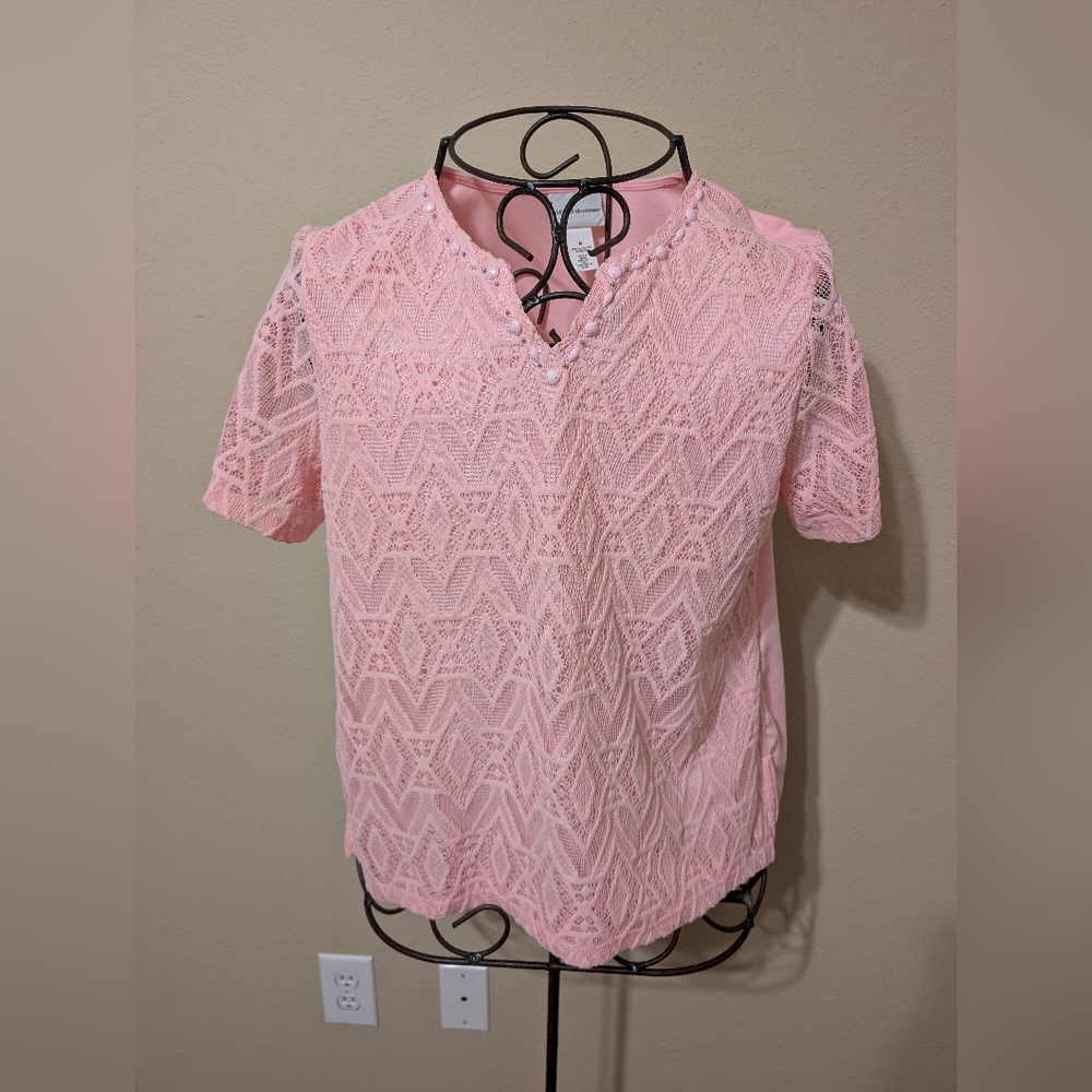 Alfred Dunner Pink Lace Blouse